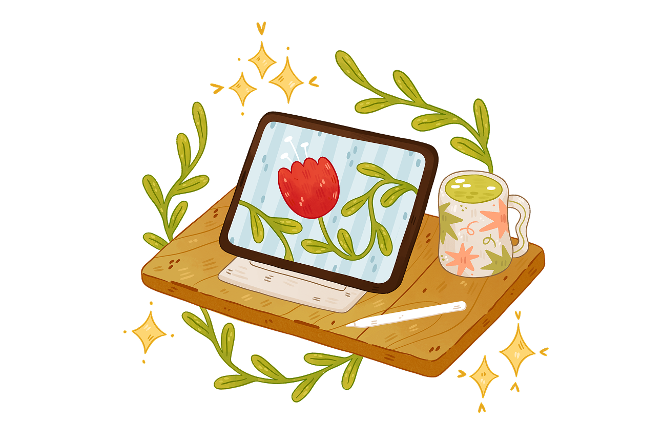 Cozy desk illustration